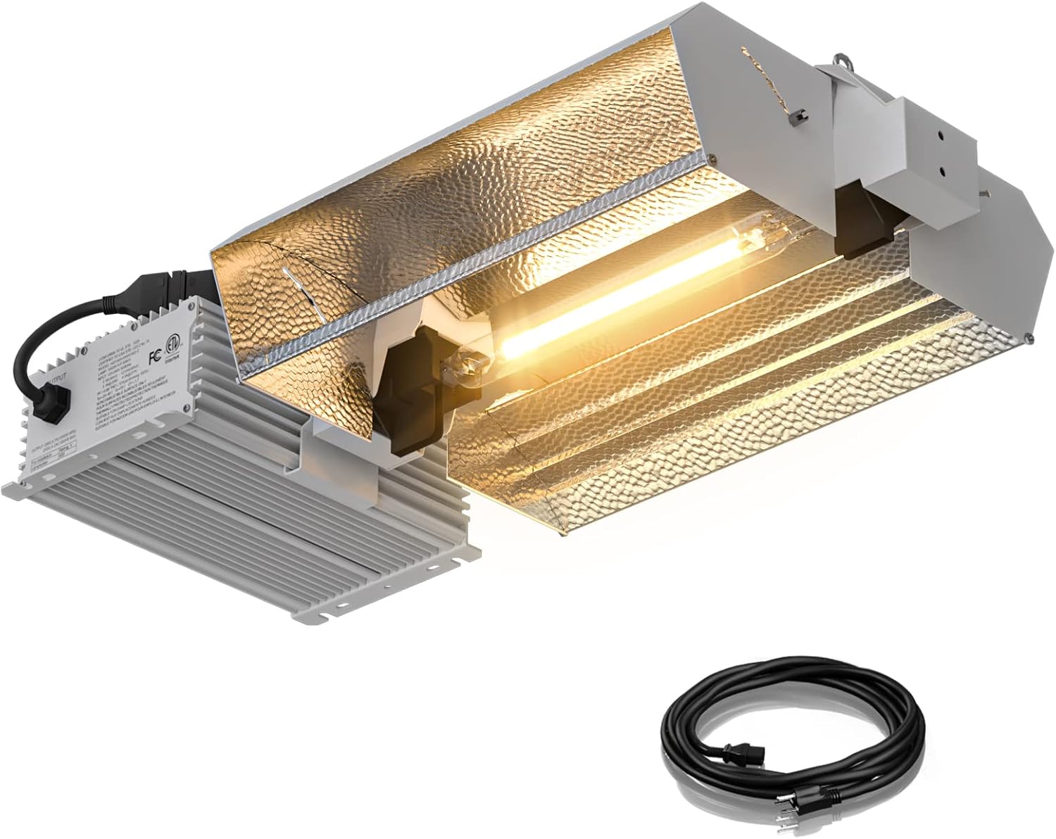 1000 Watt DE Double Ended HID Grow Light System Kit, No Bulb, Open Style Reflector with 208-277V Digital Dimmable Ballast