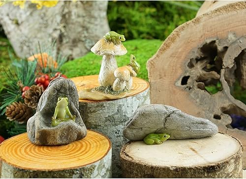 Miniatura 3 de Top Collection Jardín de hadas en miniatura y terrario Mini ranas en la estatua de los hongos