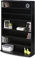 FURINNO JAYA Espresso 6-Tier Adjustable Multimedia Storage Tower for CDs DVDs - Space-Saving Media Shelving Unit