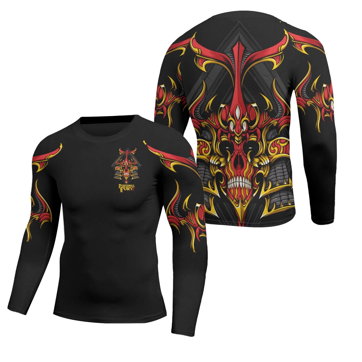 365CUSGIFTS - Ronin Ninja Skull Print 3D Never Fade Compression Shirt Gift On Birthday, Mens Rash Guard Long Sleeve - 3XL