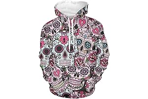 Womens Plus Size Sugar Skull Long Sleeve Hoodie
