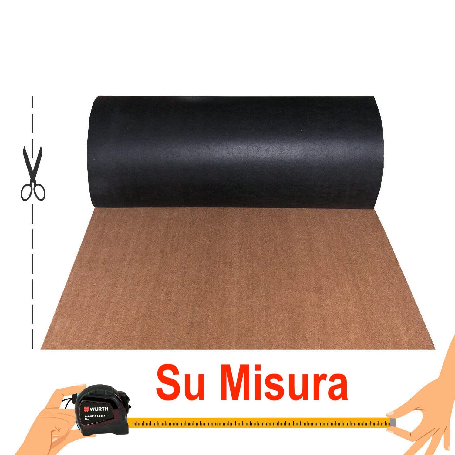 Generic TAPPETO COCCO ANTISCIVOLO SU MISURA - Tappetino Antibatterico per Porte - Interno ed Esterno Coperto - Fibre Naturali Sostenibili - 100% Cocco (60x100 cm)