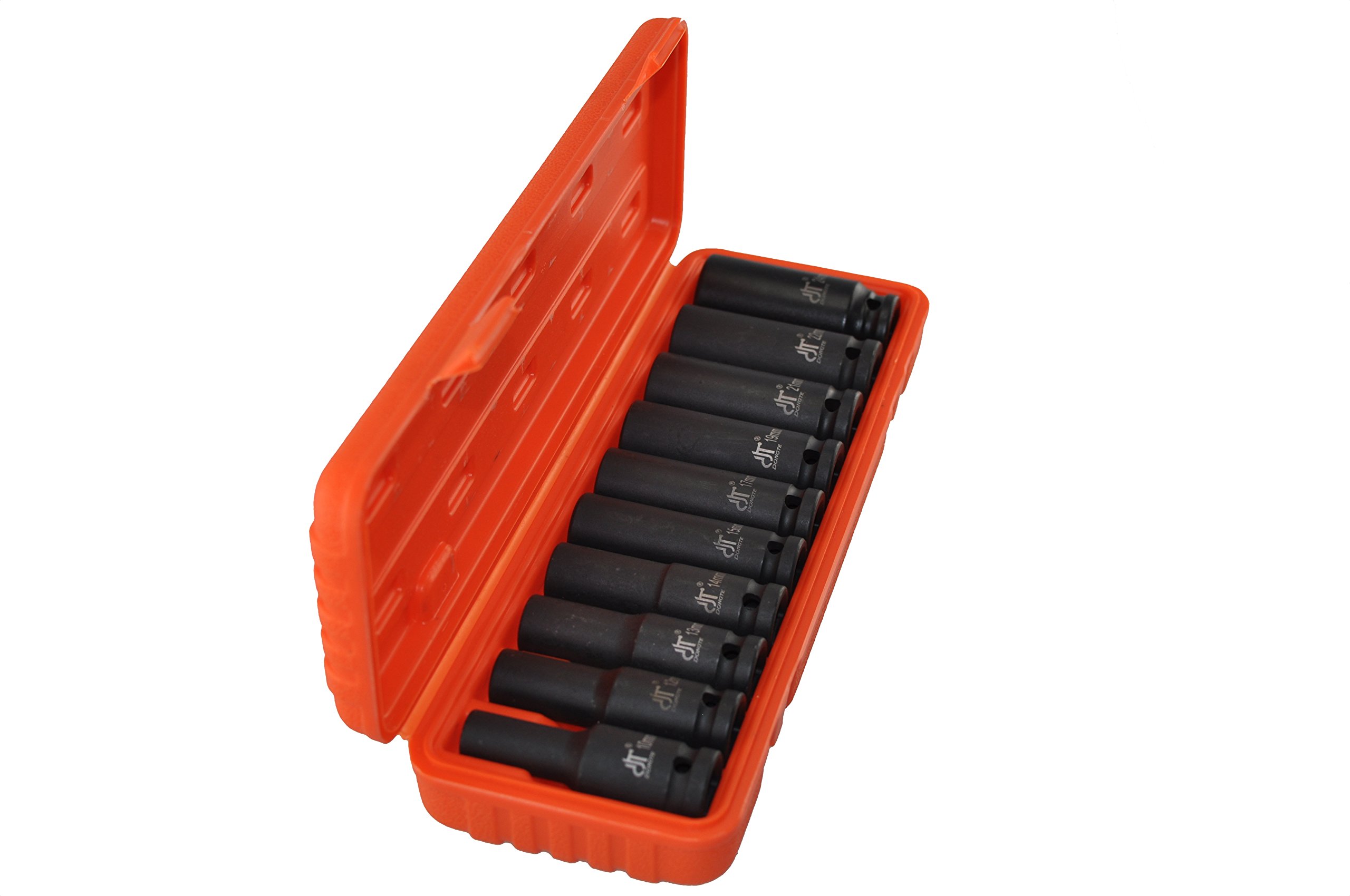 SATKIT Stecknüsse 1/2-Lang 10 Stück – Größen 10-24 Mm, Aus Chrom-Molybdän Mit Schwarzem Phosphat-Finish, In Aufbewahrungsbox