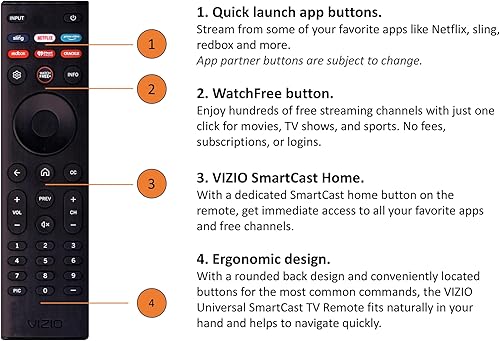 Miniatura 2 de XRT140 - Control remoto compatible con todos los televisores universales VIZIO SmartCast con Sling Netflix Prime Video redbox iHeart Radio Crackle