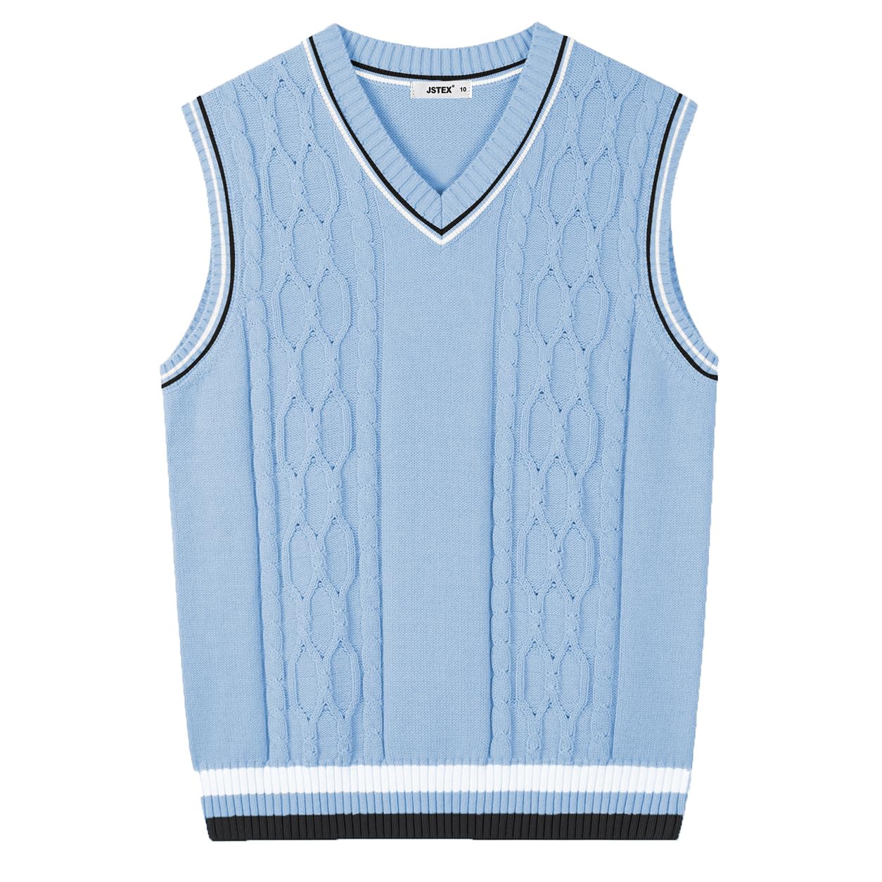 JSTEX Boys Sweater Vest 100% Cotton Kids Uniform Vest V-Neck Sleeveless Knit Pullover for Boy Girls Toddler Size 4-14