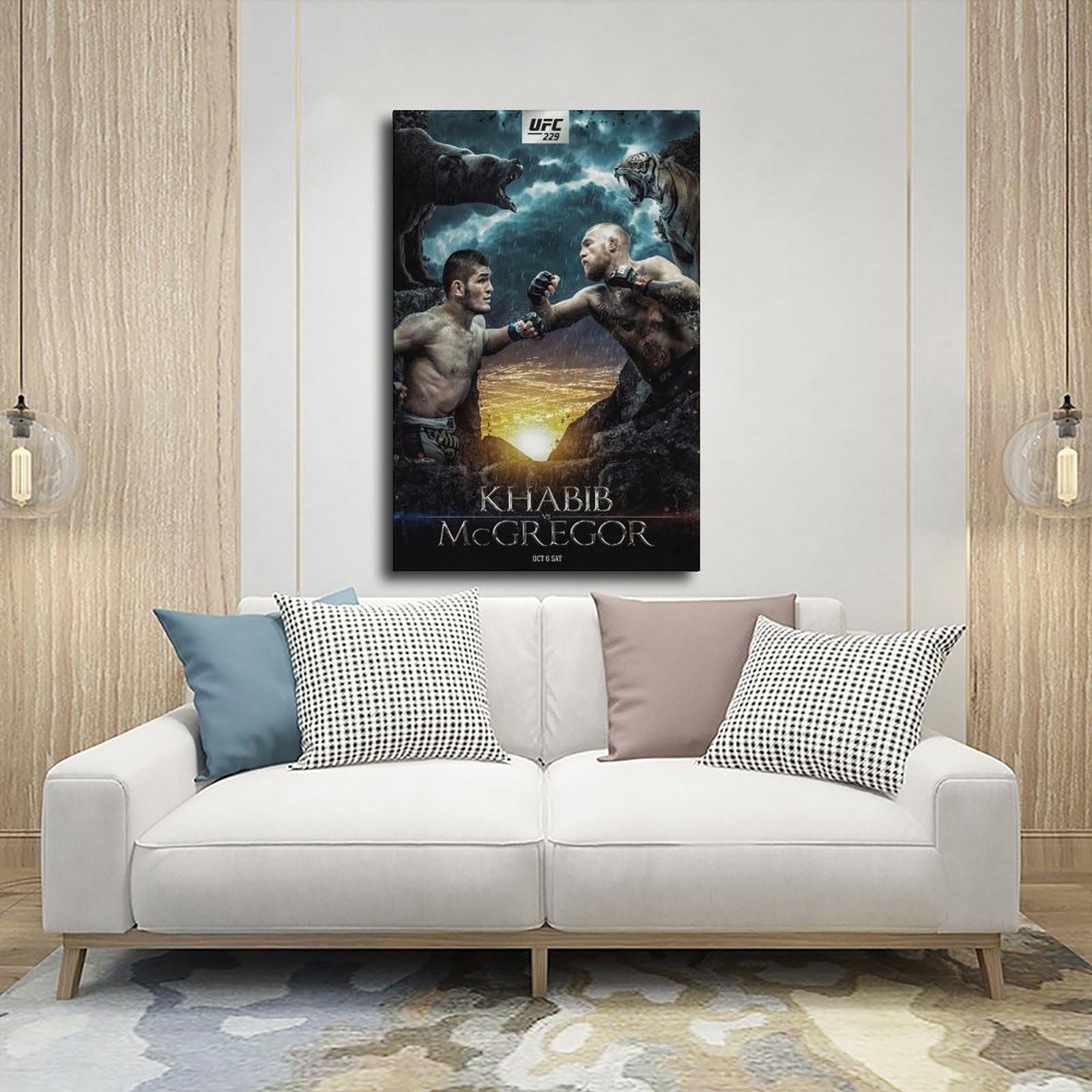 Poster Toile Khabib Vs Conor McGregor - Déco Murale 20x30cm, Impression Qualité, Pour Chambre, Salon, Bureau