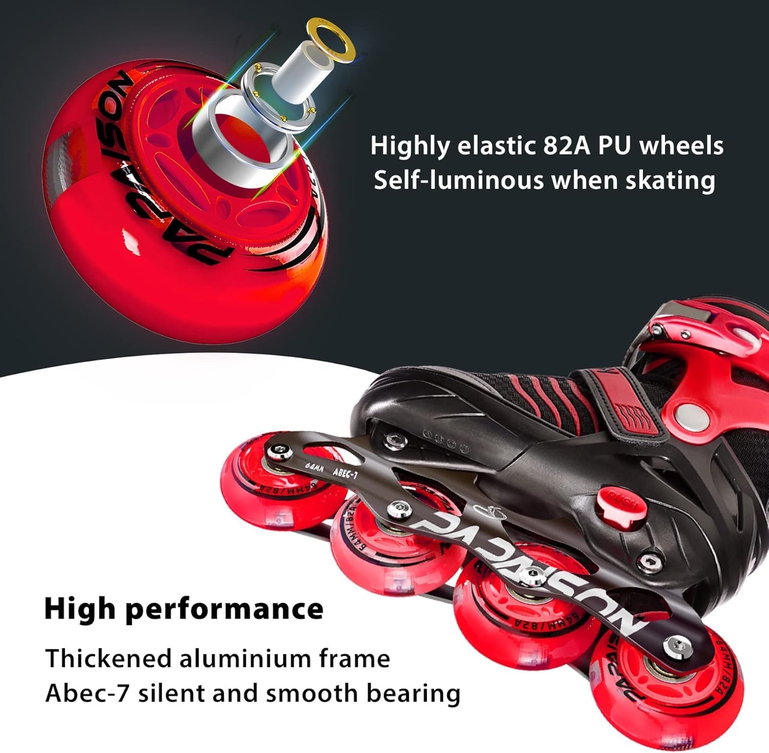 PAPAISON Adjustable Inline Skates Boys Ages 4-16, Roller Skates for Girls Kids Ages 5-8 8-12 with Full Light Up Wheels, Outdoor Skates Illuminating Skates for Children Teens Women