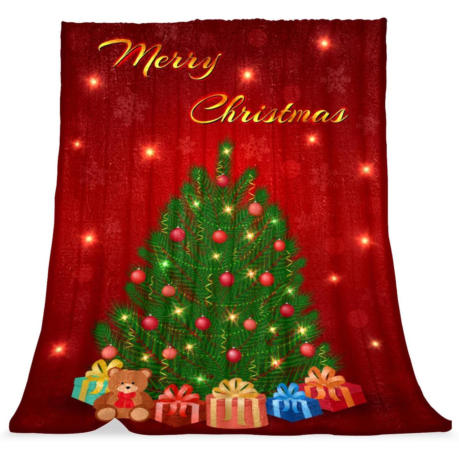 Couvre-lit doux TBOUOBT jeté de lit moelleux enfant motif sapin Noël
