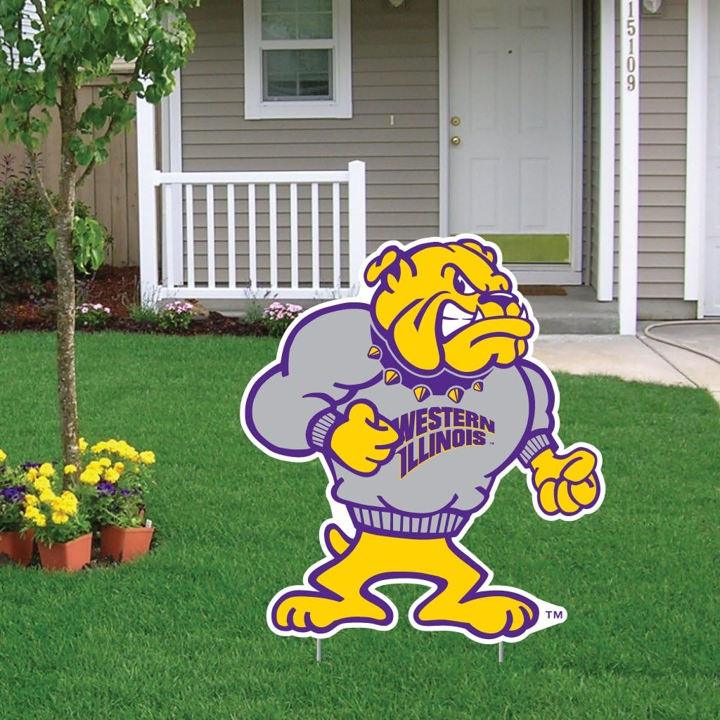 VictoryStore Yard Sign Outdoor Lawn Decorations: Western Illinois University - Shaped Corrugated Plastic Yard Sign - w/ 2 E-Z Stakes - Design 3.