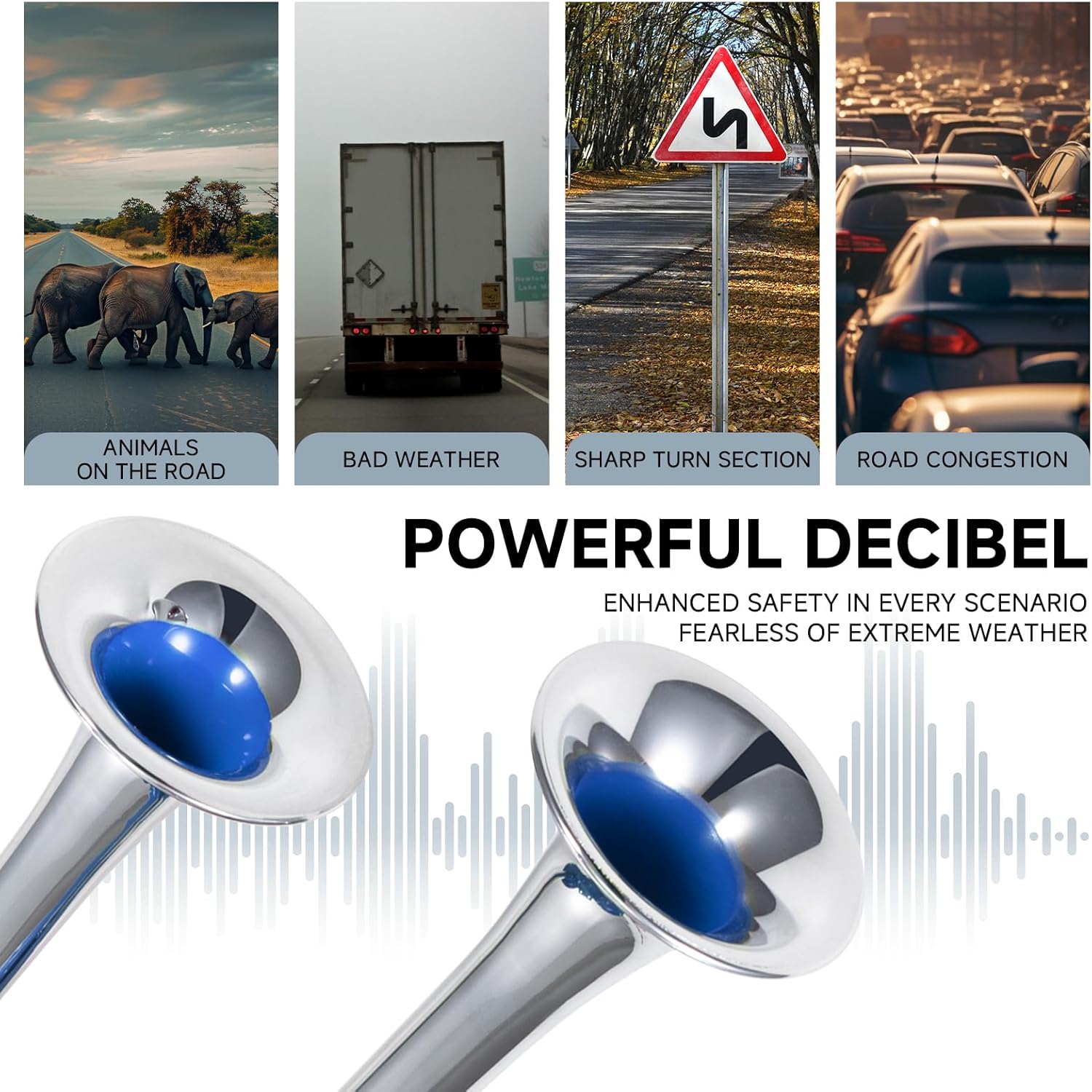 FARBIN Air Horn 24v with Compressor with blue Loud Dual Horns for Semi Trucks Pickups Motorcycles SUV Boat