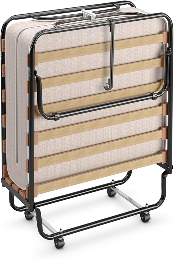 Giantex Folding Bed with Mattress for Adults, Rollaway Guest Beds w