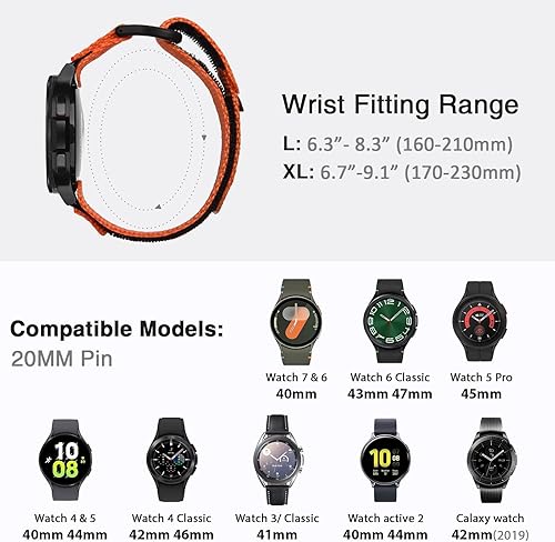 Vista 39 de Nereides Correa compatible con Samsung Galaxy Watch 7 6 5 4 de 1.575 pulgadas, 1.732 pulgadas, Watch 6 4 Classic/Galaxy Watch 5 Pro/Galaxy Watch