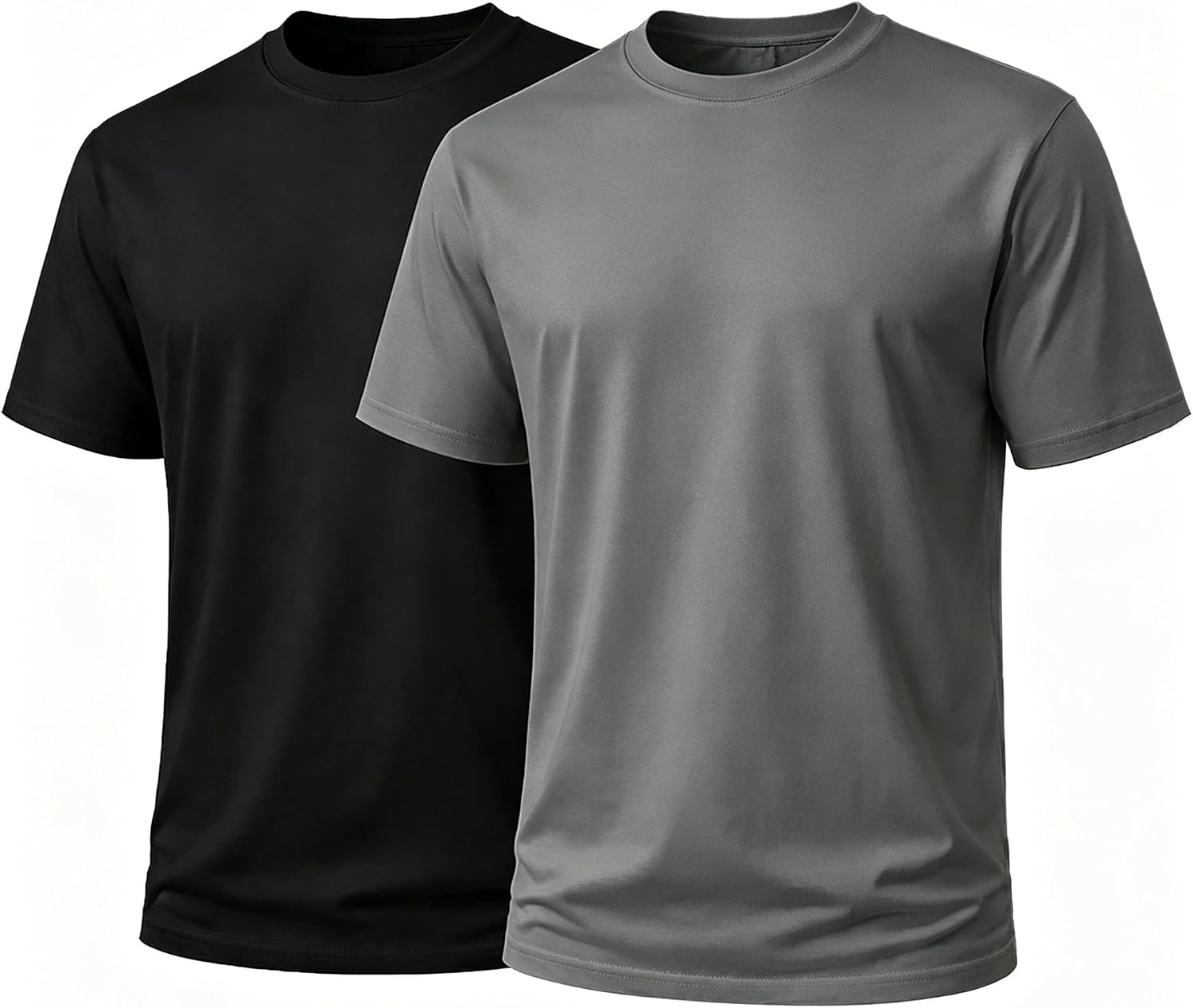Men's Plain T-Shirts 2-Pack, 100% Cotton Crew Neck Basic Tees, Soft Breathable Undershirts for Daily Casual Work