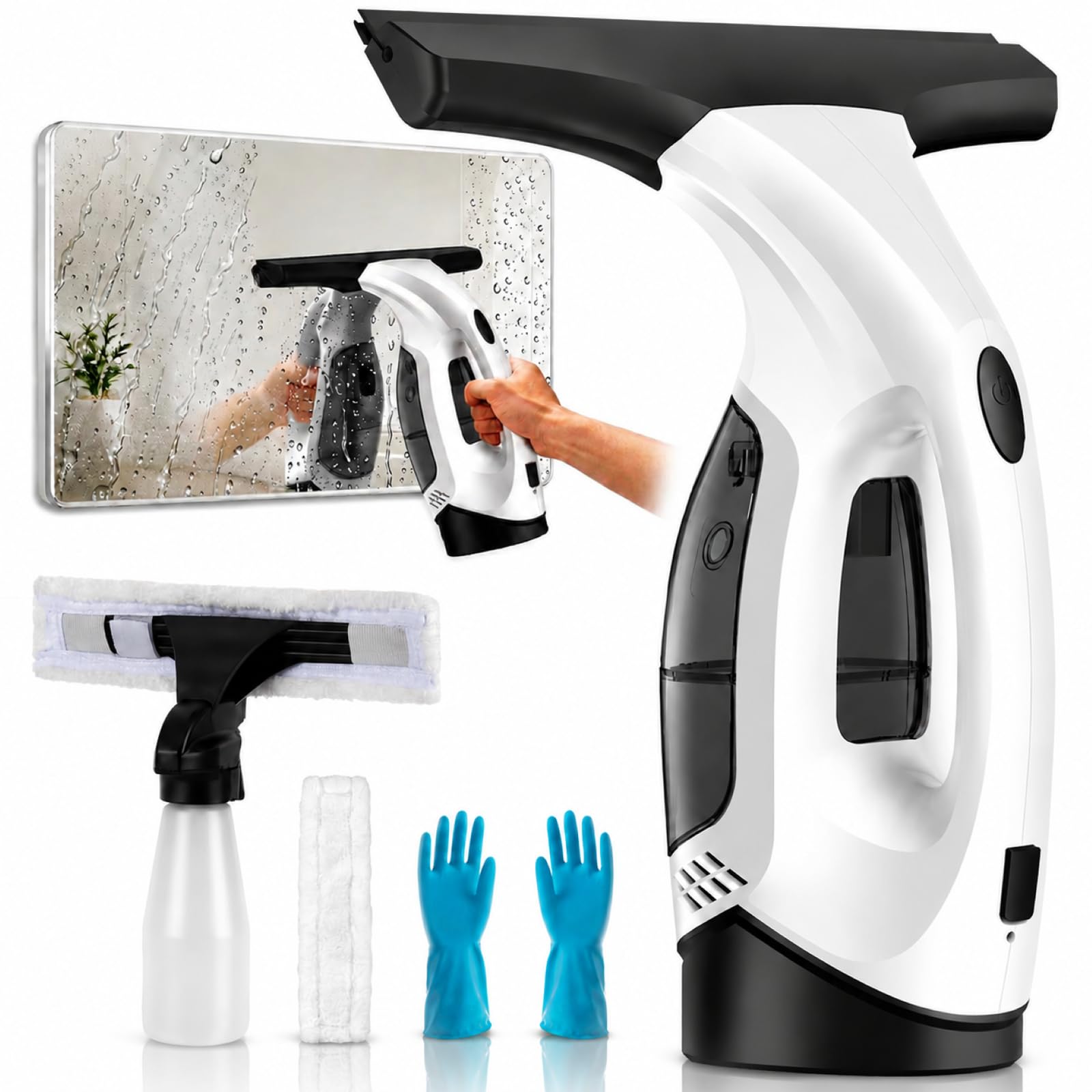 Photo 1 of Window Vacuum Squeegee Cordless, Electric Window Cleaner Squeegee with 2000Pa Suction, 280mm Wide Blade, 150ml Tank for Shower Glass, Mirrors, Tiles & Car Windows