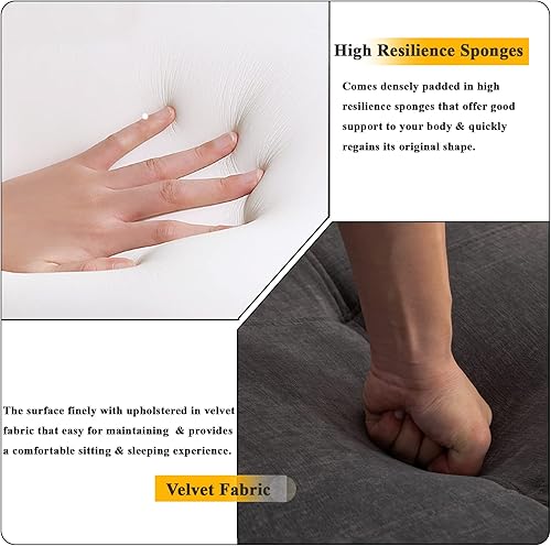 Miniatura 5 de asunflower Sofá seccional de terciopelo orientado a la izquierda, apoyabrazos, módulo de sofá extremo para sala de estar, juego de sofás, color gris