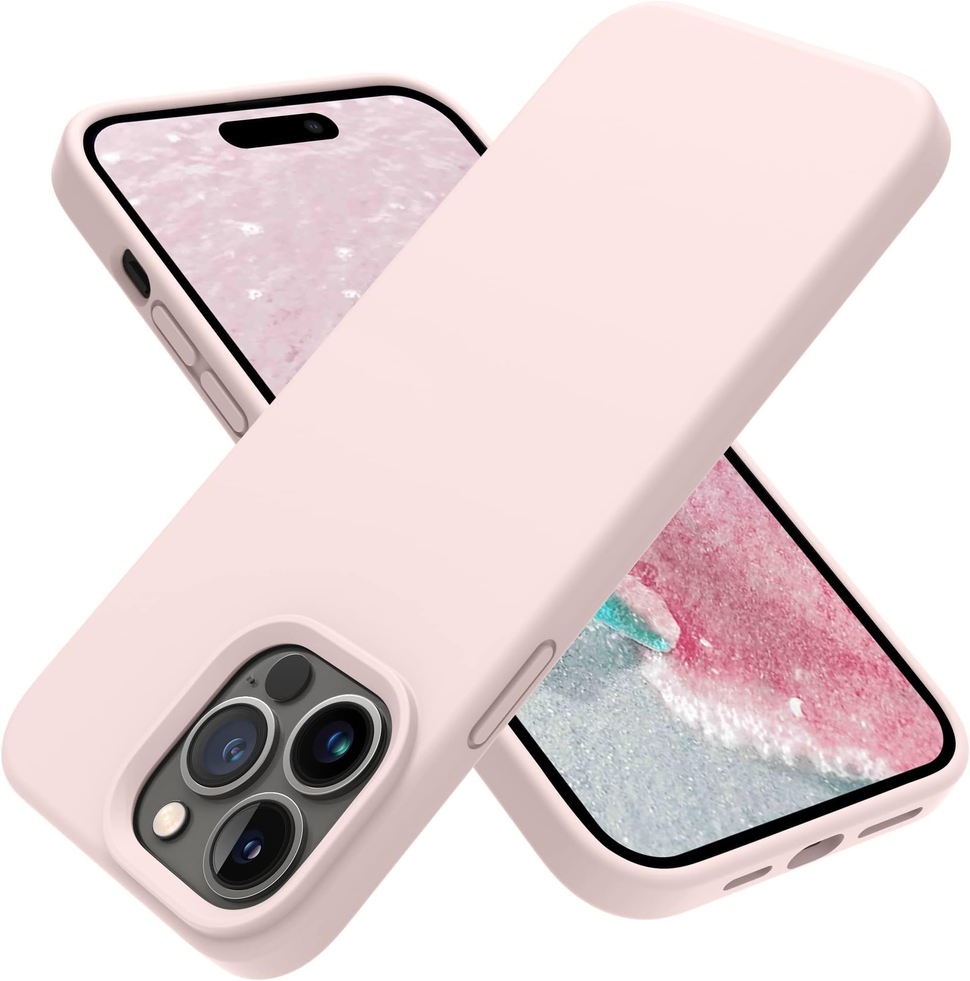 OTOFLY Designed for iPhone 14 Pro Case, Silicone Shockproof Slim Thin Phone Case for iPhone 14 Pro 6.1 inch (Chalk Pink)