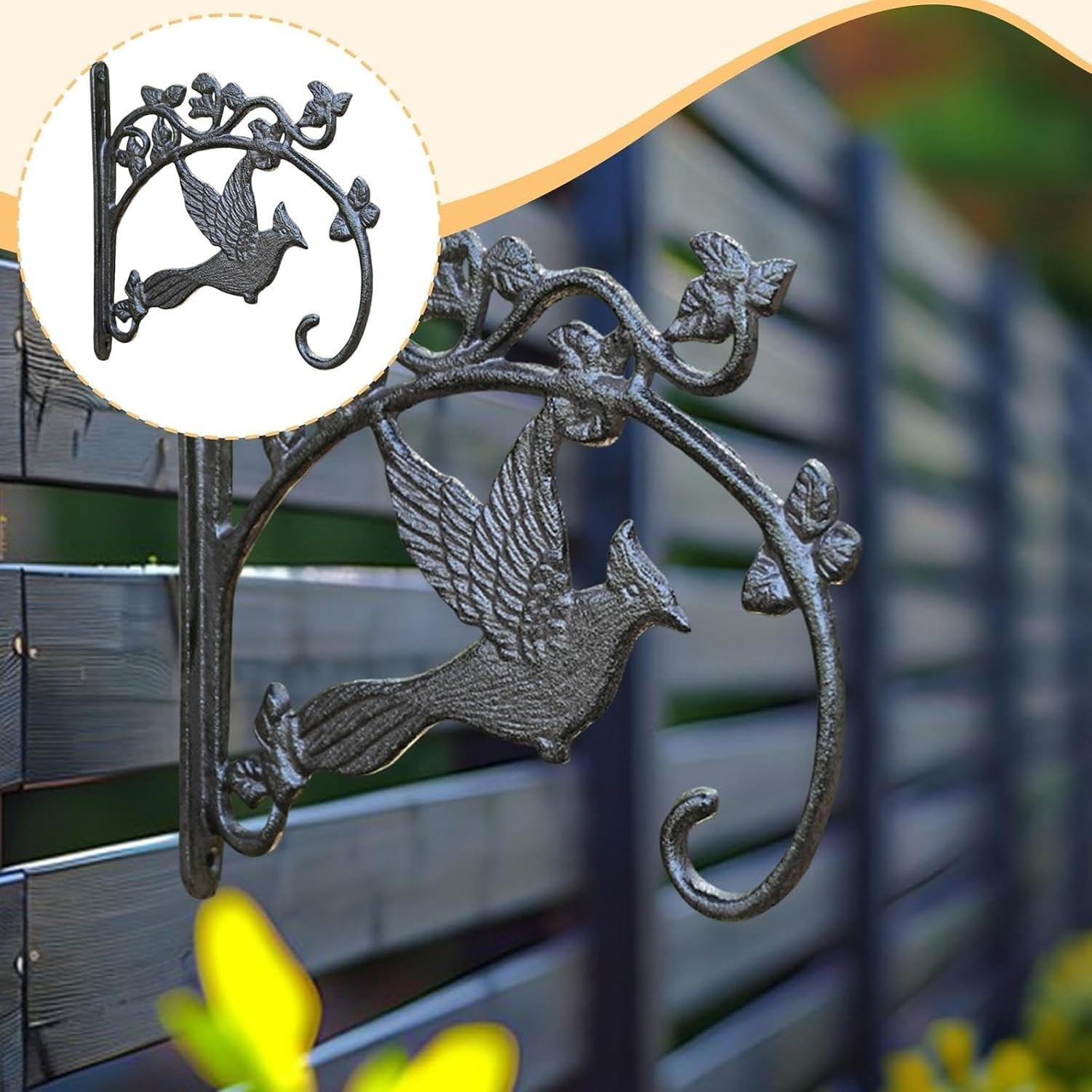Soportes de Plantas Colgantes de Metal Decorativo para Exterior, Ganchos de Pared para maceteros de balcón, cestas y macetas de plástico, Kingfisher