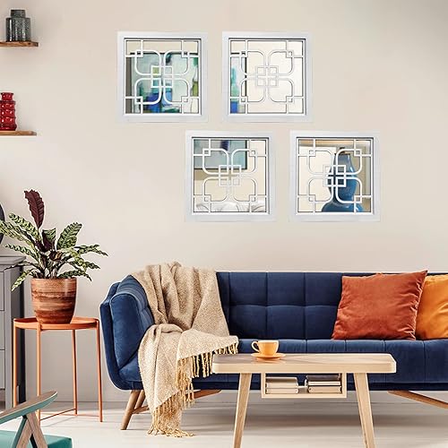 Miniatura 3 de ZEXUIRU 2 espejos cuadrados de pared espejo rústico de granja espejo de entrada enmarcado de madera para sala de estar baño dormitorio cocina 118 x