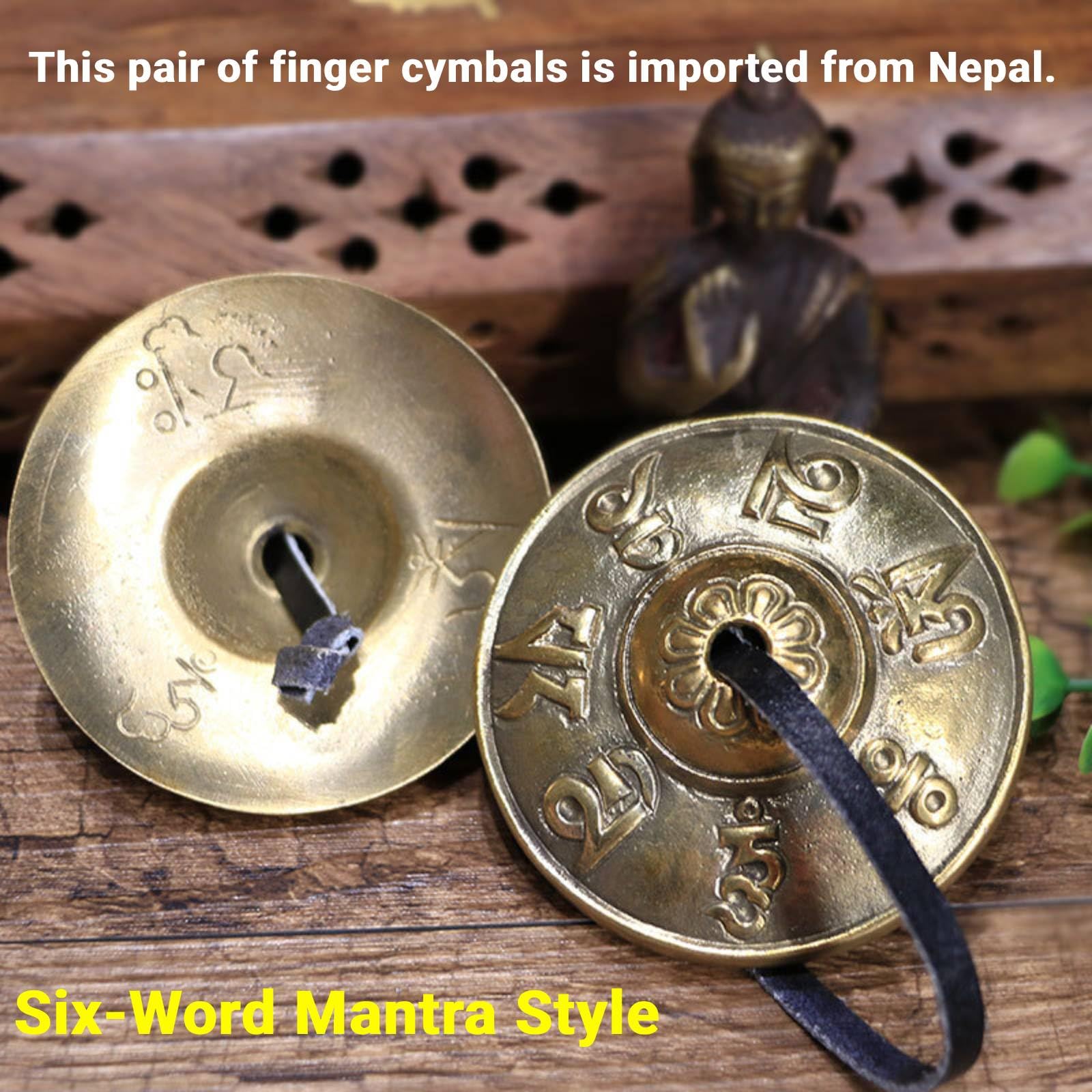 Piatti Tibetani Tingsha, Campanelli in Ottone Sanscrito Per Meditazione, Campanelli Per Dita in Ottone Per Musical Buddista