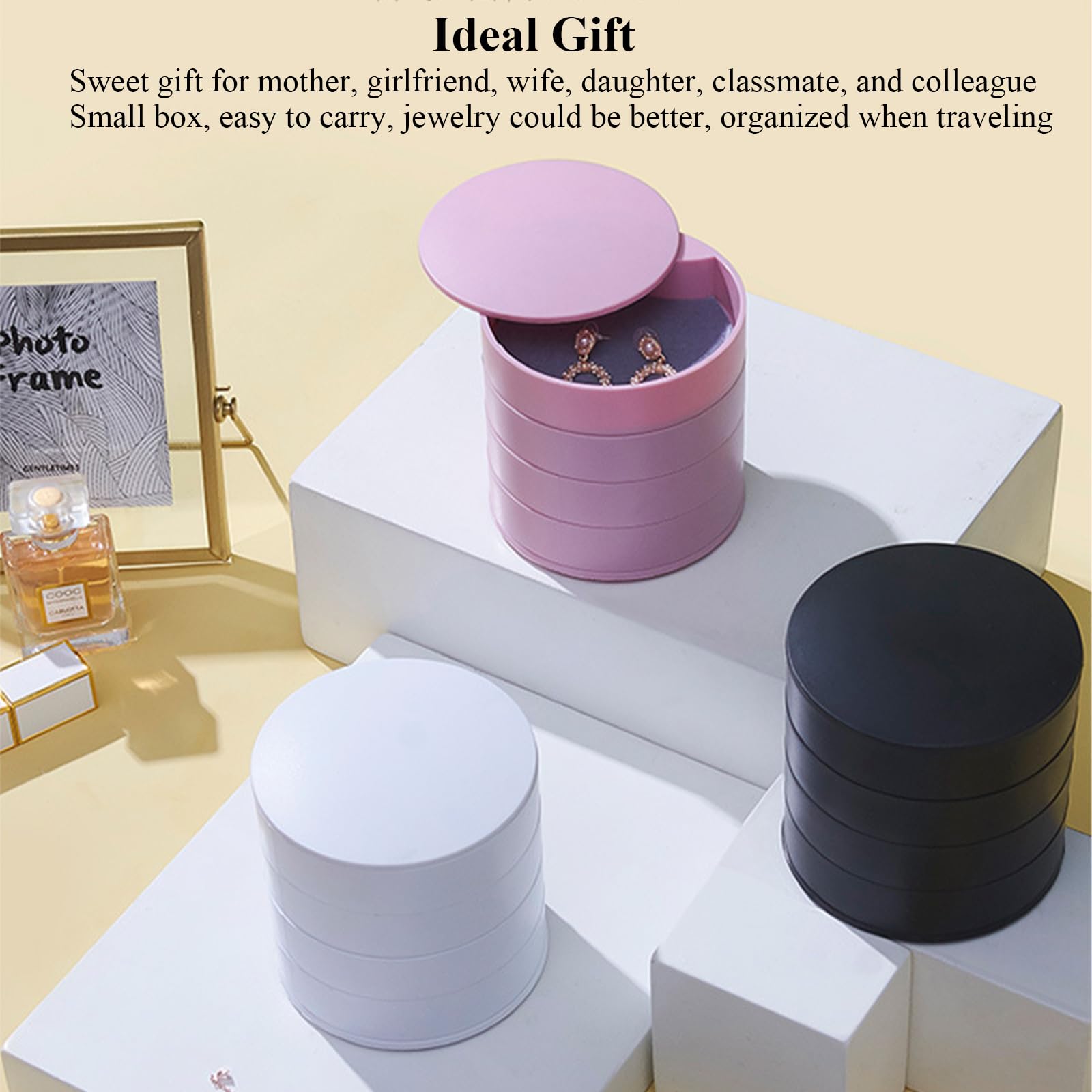 Schmuck Organizer 4 Etagen - Drehbare Aufbewahrungsbox Mit Deckel
