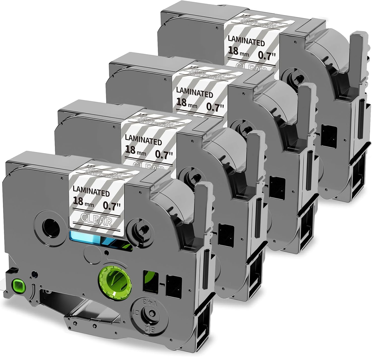 Oozmas Replacement for TZe White on Clear P-Touch Label Tape 18mm 3/4 Inch Laminated TZE-145, Compatible with Brother PT-1900 PT-2030 PT-2430PC PT-D600VP PT-D400AD PT2730VP Label Maker, 4-Pack