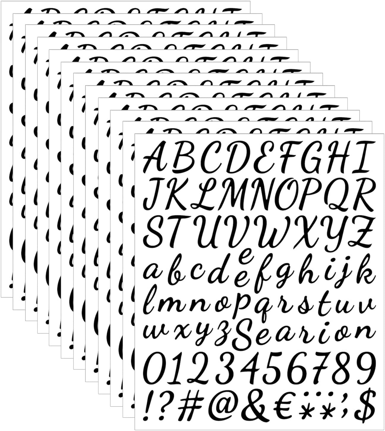 NISENTIA Buchstaben Aufkleber 10,1cm Groß - 136 Stück Schwarz/Weiß Vinyl Sticker | Wetterfeste Klebebuchstaben