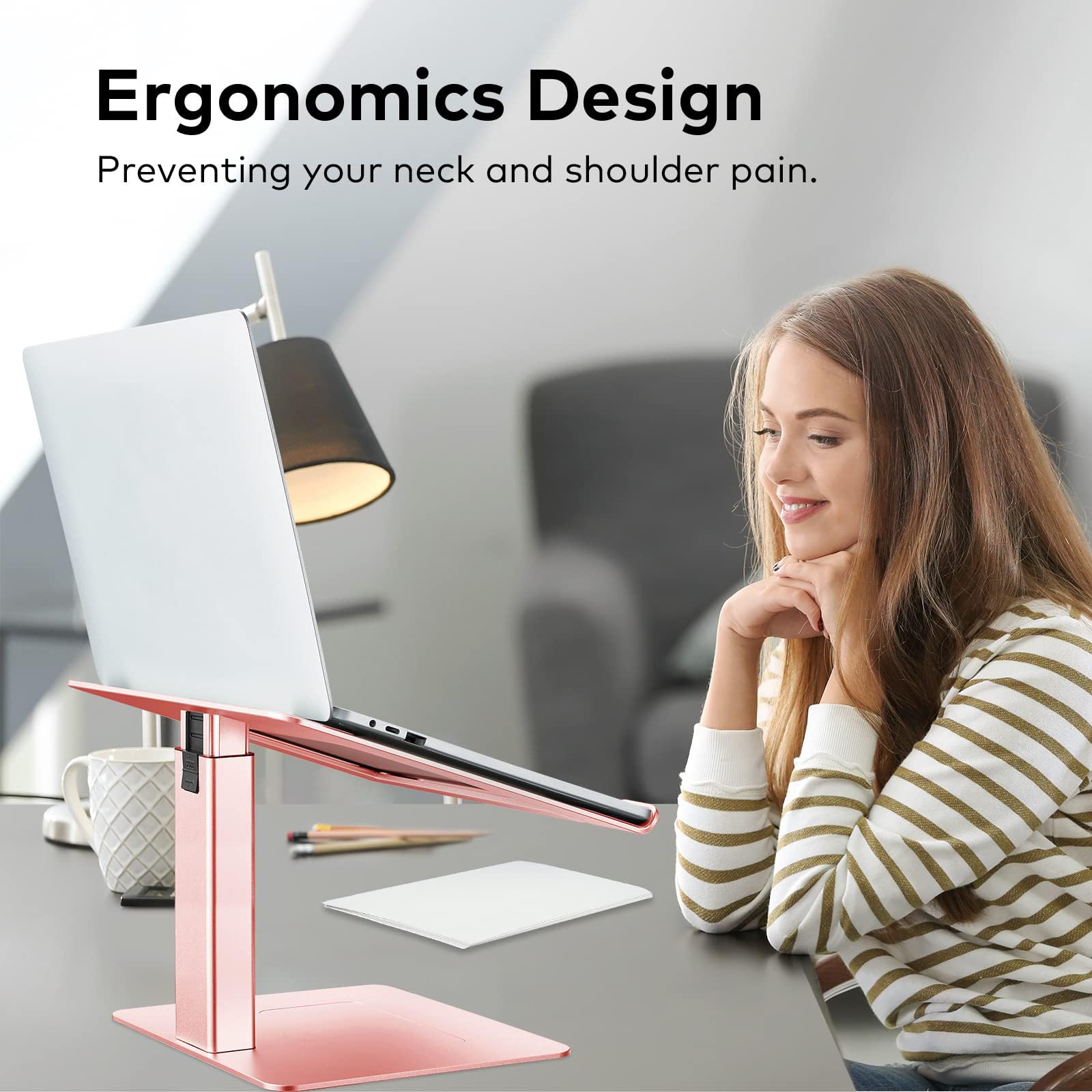 Soporte ergonómico para computadora portátil, sentado y de pie, para laptop, MacBook de 11 a 17 pulgadas, soporte para portátil DJ de altura ajustable de 7 a 15 pulgadas, aluminio