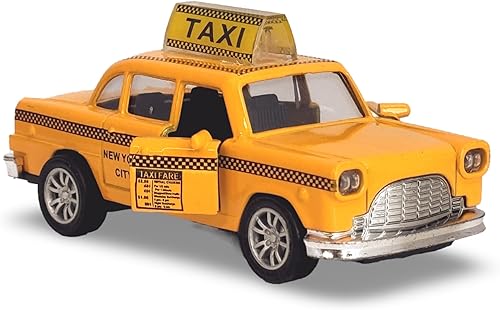 Miniatura 6 de NYC Taxi en cabina amarilla con acción de retroceso juguete de taxi de la ciudad de Nueva York fundido a presión