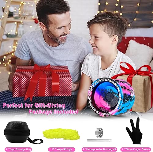 Miniatura 6 de YOYOSTUDIO X0312 - Yoyo de giro de dedo para niños de 8 a 12 años, Yo Yo Yo de metal para niños y adultos con kit de rodamientos Yoyos que no