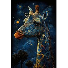 Wood Puzzles Adult,Jigsaw Puzzles Giraffe Van Gogh Style,Jigsaw Puzzles for Adults,Jigsaw Puzzles 35 Pieces