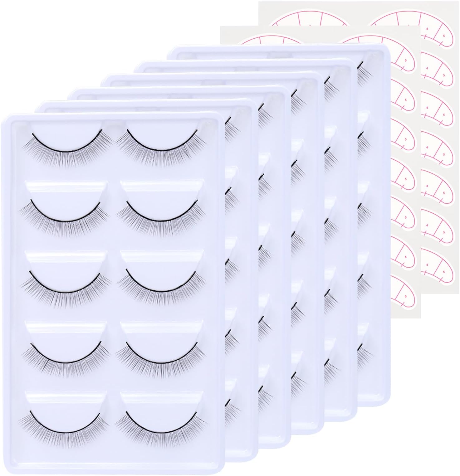 30 Pairs Practice Lashes for Eyelash Extensions Supplies Training Eye Lash Strips Self Adhesive Mimic Natural Eyelash in 7 Bulks by EMEDA