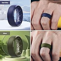 Vista 48 de Egnaro Anillos de boda de silicona para hombre: 1/4/6/7 Multipack de anillos de boda de goma con arco interior Diseño ergonómico transpirable