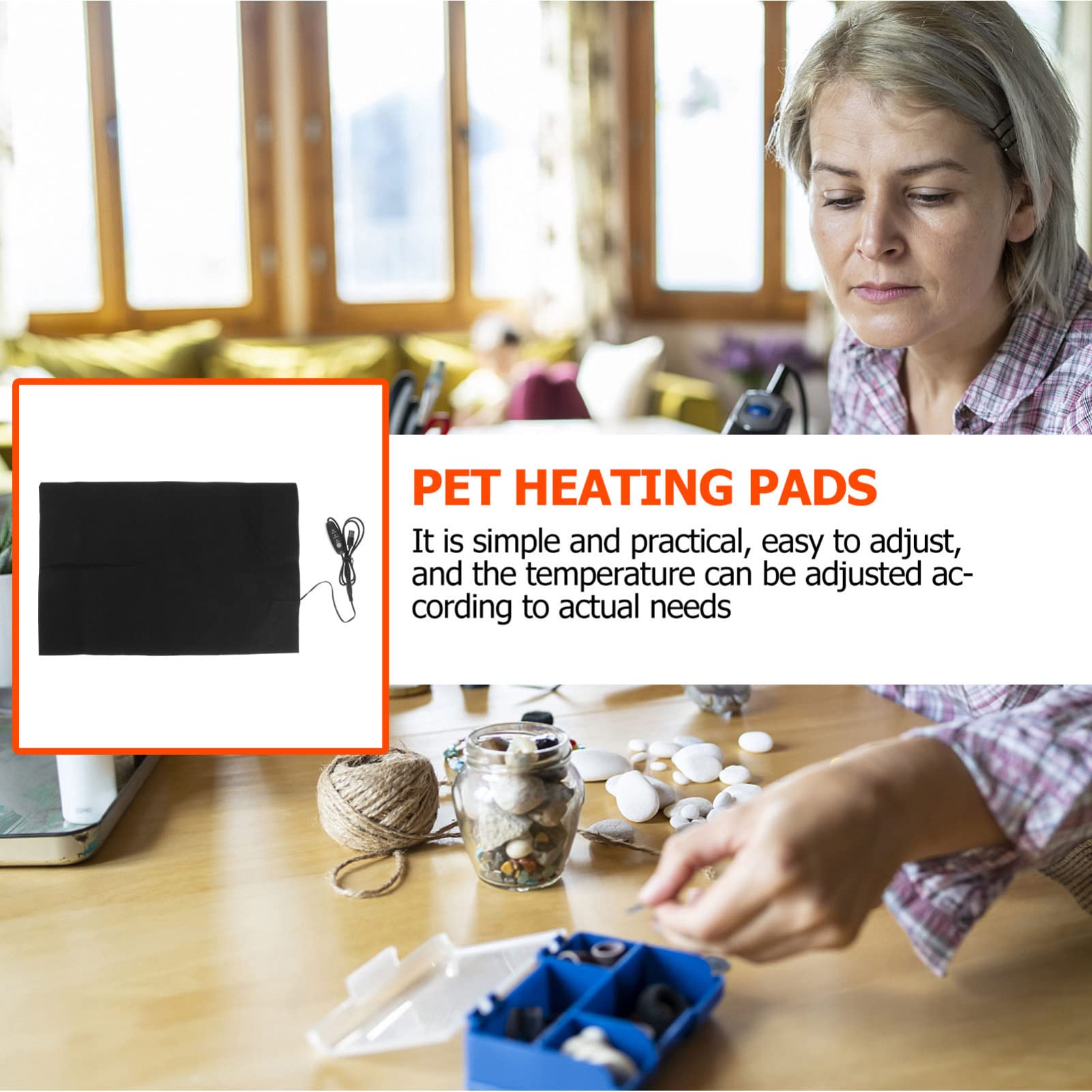 FOMIYES USB Adjustable Heating Pad Temperature Control Heated Cushion for Home Office and Pet Use Portable Warming Mat 17.7X11.8 Inch