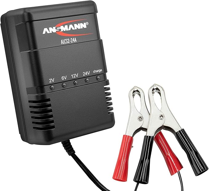 ANSMANN Cargador de batería para pequeños vehículos - 2V, 6V, 12V y 24V pilas de plomo - a partir de 1,3 Ah - Corriente de carga 300mA - 900mA