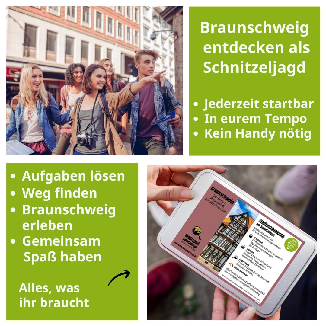 Stadtspiel Schnitzeljagd Braunschweig Altstadt - Entdeckertour | Stadtrallye durch die Altstadt – ideales Erlebnisgeschenk für Touristen & Einheimische, perfekt für Teamevents