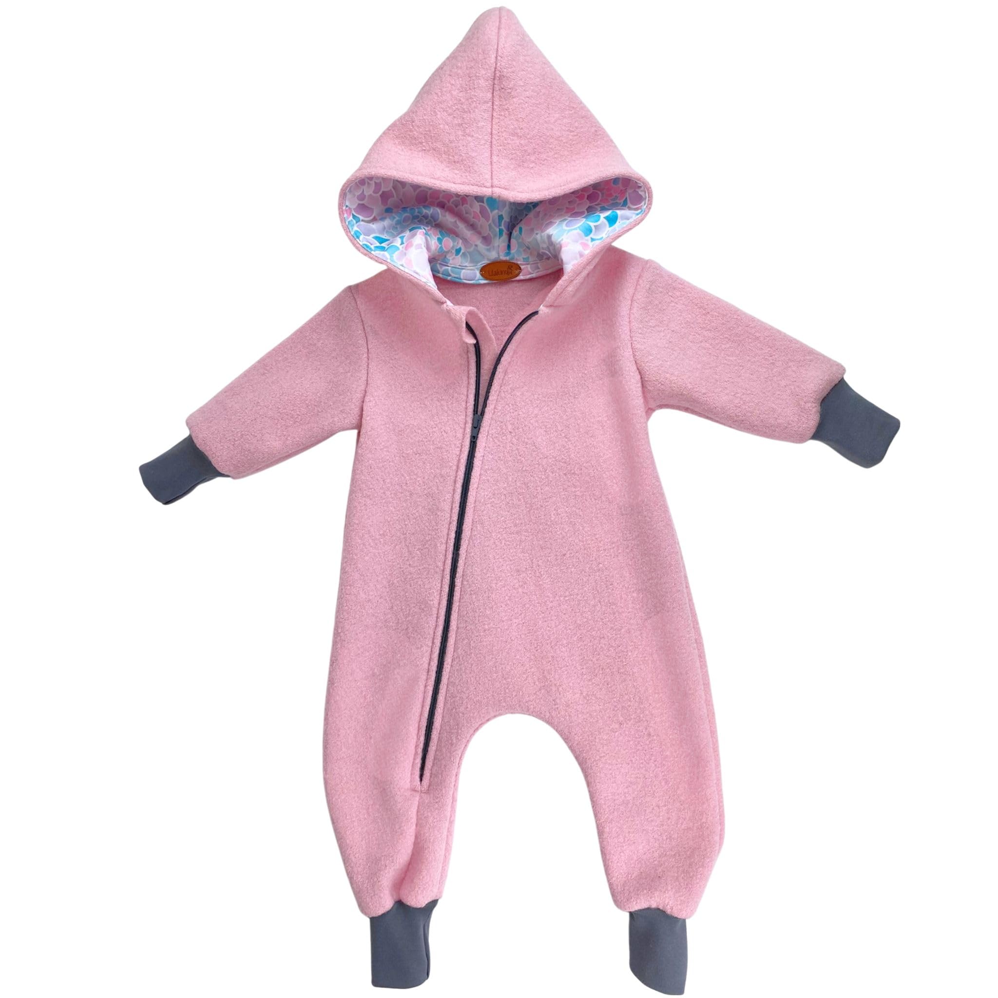 Lilakind“ Baby Kinder Walkloden Overall Rosa Blumen Gr. 62/68-122/128 - Made in Germany