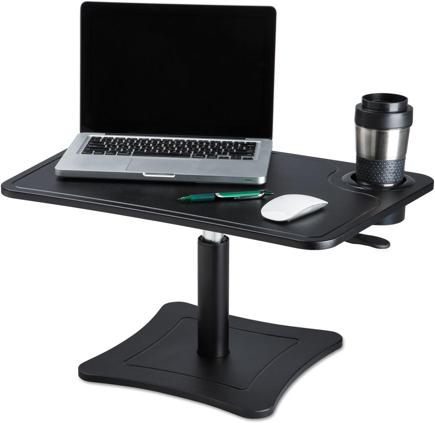 Victor DC240B High Rise Collection Adjustable Laptop Stand/Platform with Storage Cup, Air Hydraulic Lever Easily Raises and Lowers The Platform, Black