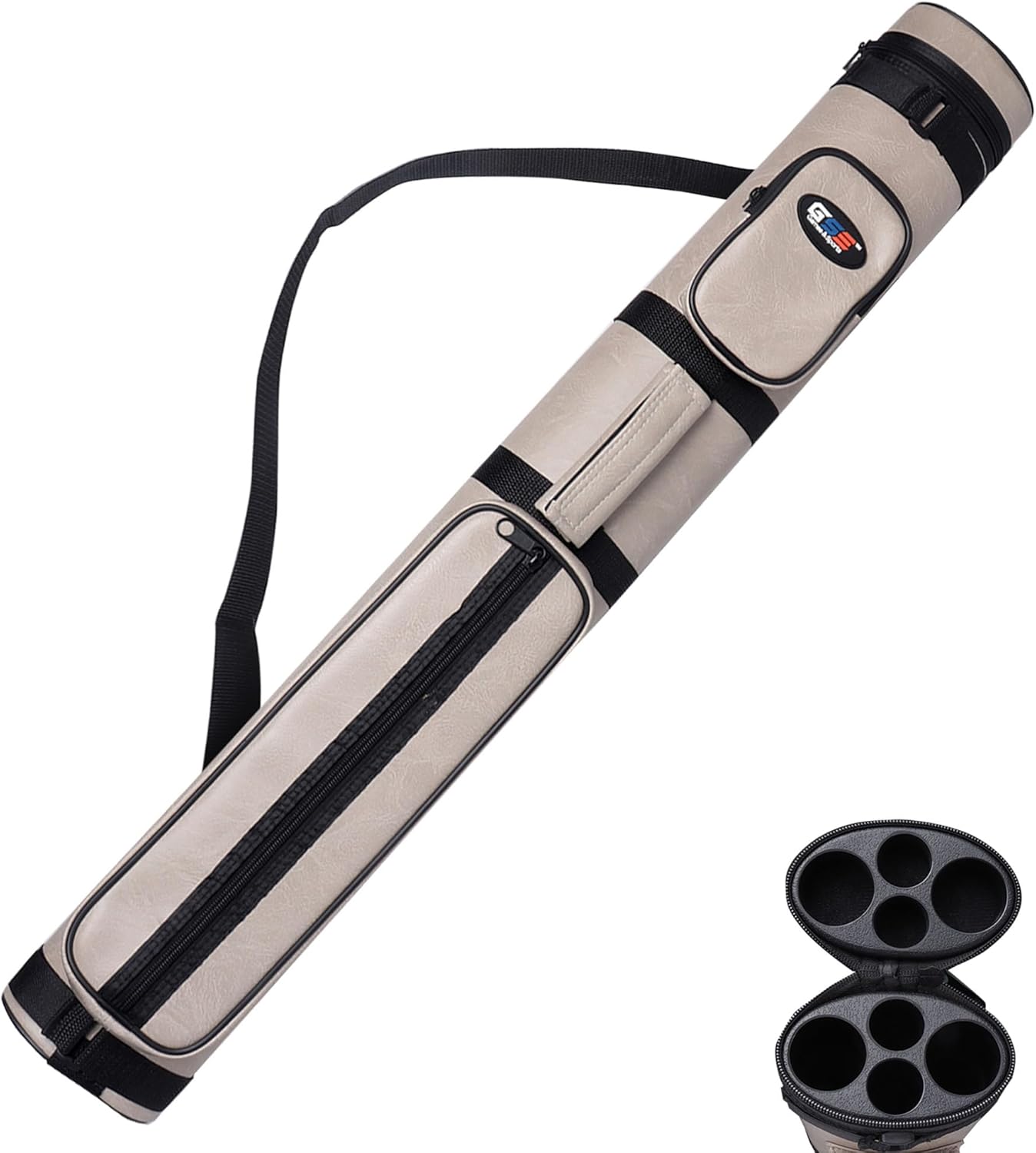 GSE hard billiard cue case 2x2 with leatherette cover