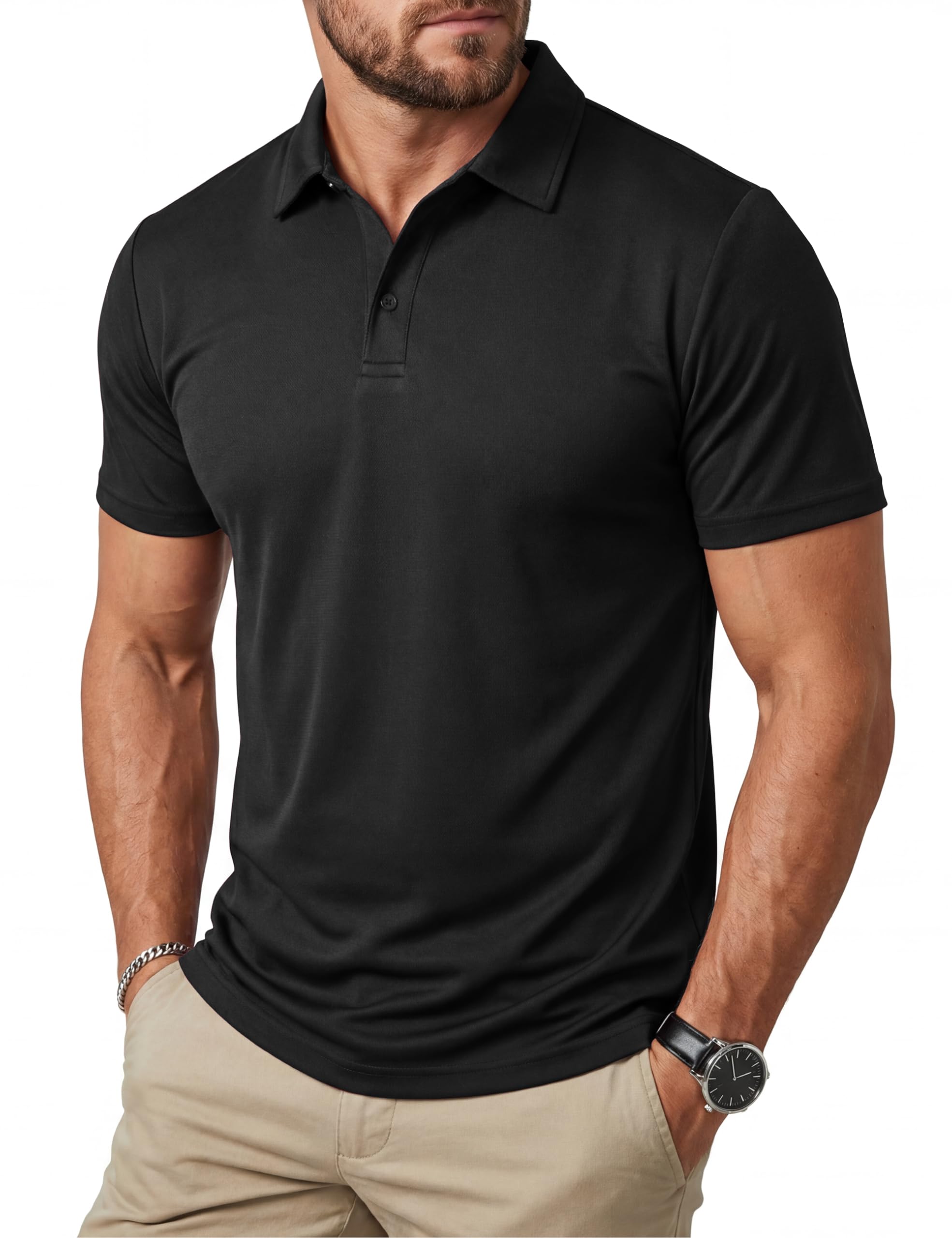MAGCOMSEN Poloshirt Herren Kurzarm Golf Polo Shirt Schnelltrocknend Polohemd Atmungsaktiv Sport Funktionsshirt Outdoor