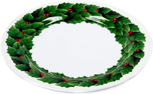 Chef Craft Plato llano de melamina de Navidad, 10 pulgadas de diámetro, corona