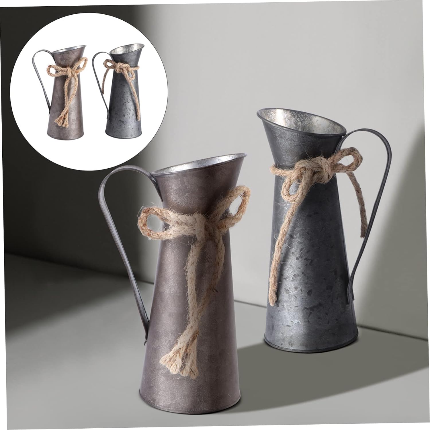YARNOW 2pcs Iron Retro Flower Bucket with Small Handle for Desk Decor