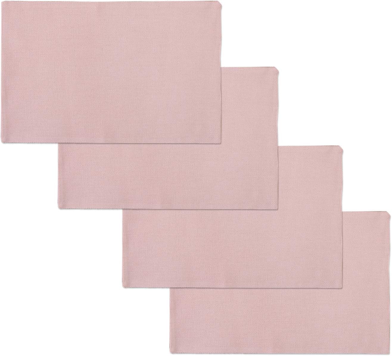 NATUS WEAVER Set of 4 Soft Linen Handmade Placemats Heat Resistant Dining Table Place Mats Kitchen Table Mats 12 x 18 Baby Pink : Home & Kitchen
