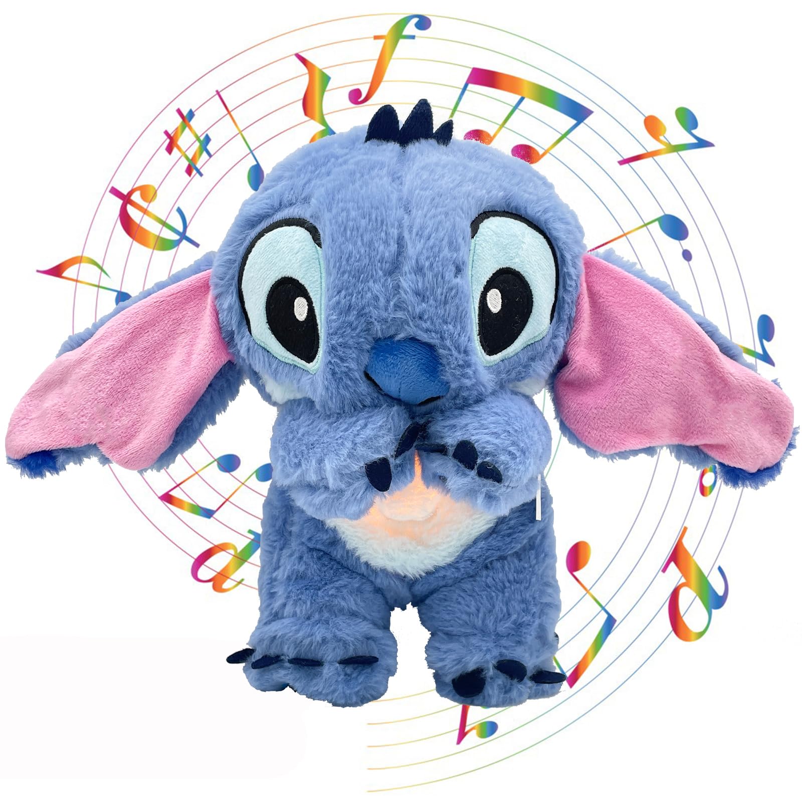 PQKL-party Peluche Stitch, Stitch Peluche, 28cm Peluche de Stitch con Música Luces, Stitch Pelucheh Juguete de Peluche Stitch Stitch Peluche Azul, Peluche Stitch Regalo Cumpleaños Navidad para Niños