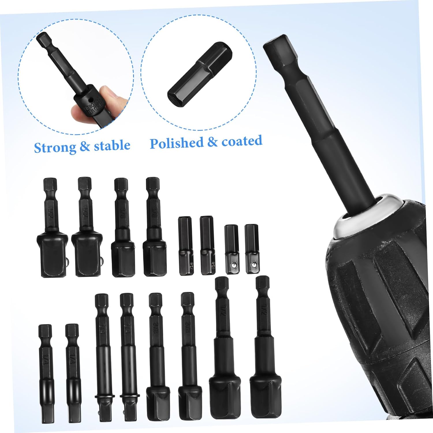 24pc Metric Drill Bit Set Ratchet Adapter Chrome-Vanadium Steel Impact Extension for Secure Connection