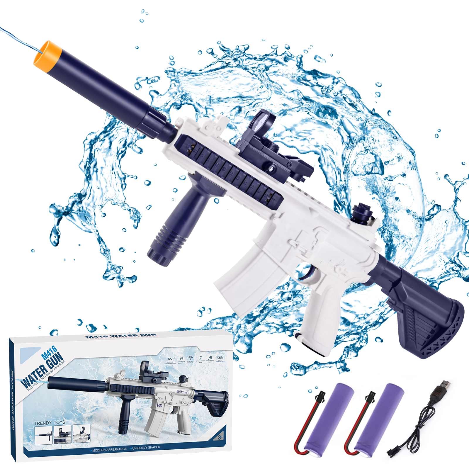 Pistola ad Acqua Elettrica, Pistole Giocattolo ad Acqua 32FT Super potente, Alta Capacità Fucile ad Acqua Elettrico Elettriche Giocattolo per Bambini e Adulti Giardino Piscina Spiaggia (M416)