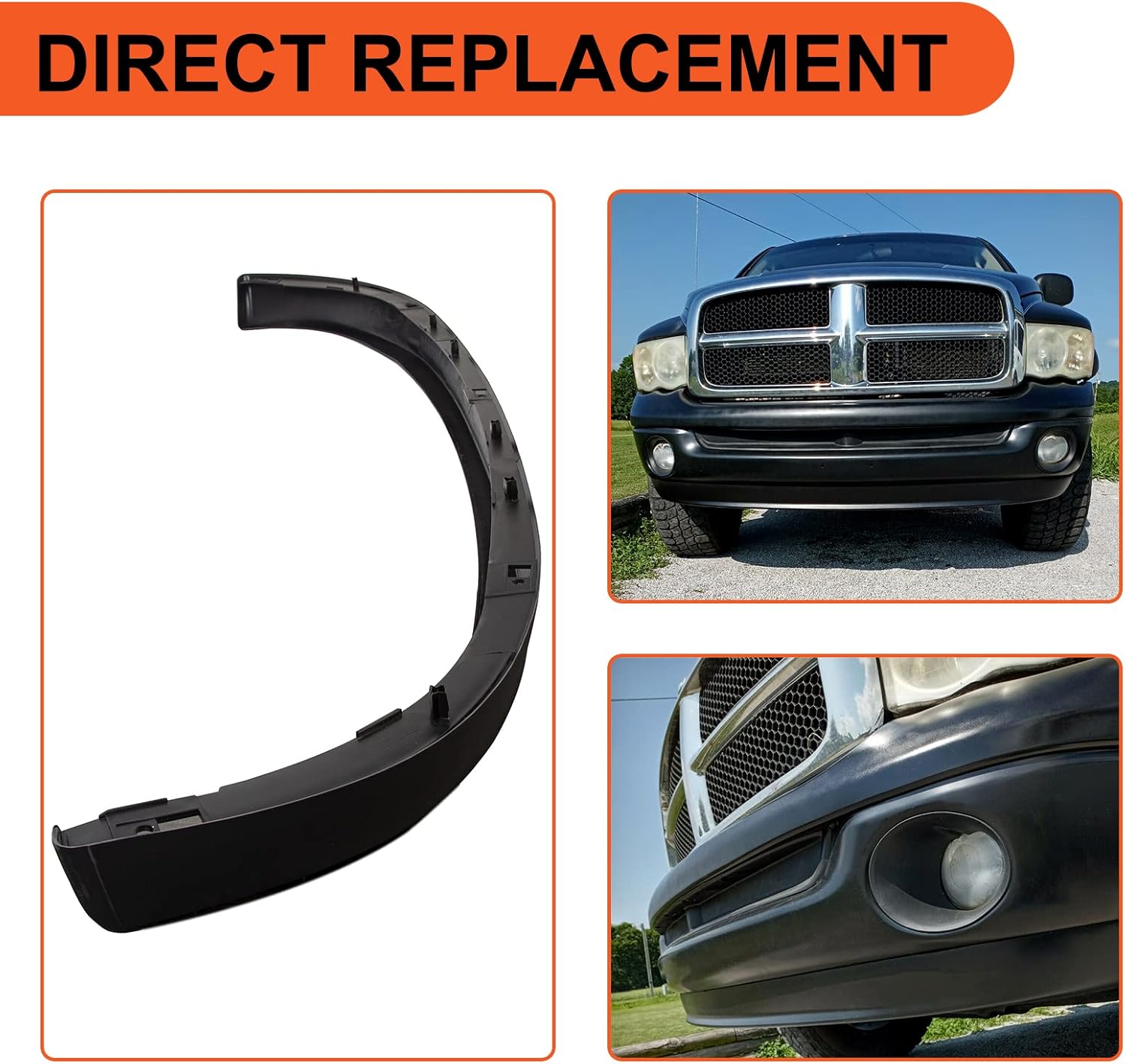 ECOTRIC Front Lower Bumper Valance Air Deflector Dams Compatible with Dodge 2002-2008 Ram 1500 & 2003-2009 Ram 2500 3500 Replace for CH1090125, 55077337AB, 55077337AD