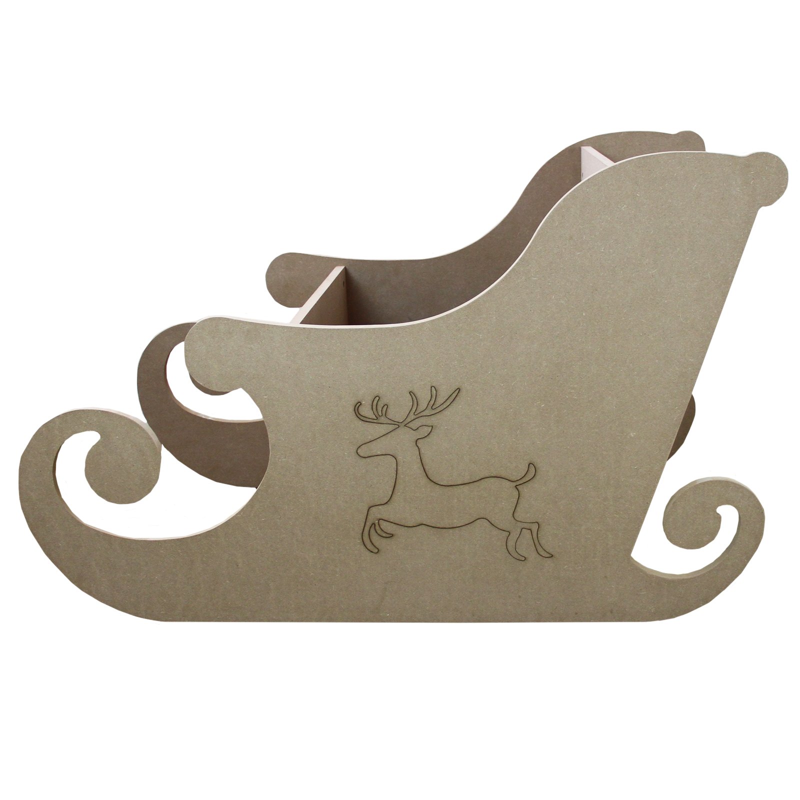 Monster Shop - Slitta di Babbo Natale per Natale 120cm Semplice Senza Disegni in Legno MDF Spesso 18mm da Montare