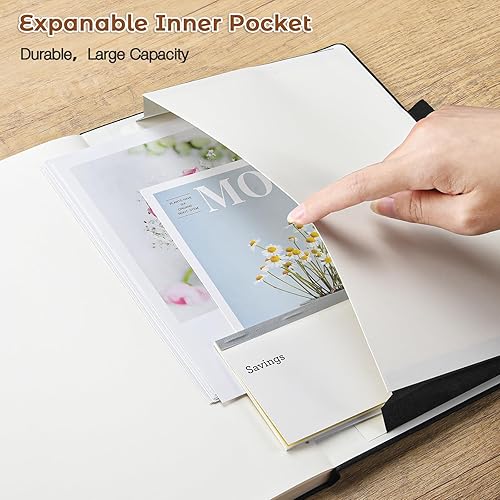 Miniatura 4 de Cuaderno rayado, cuaderno de cuero de tapa dura de 8.5 x 11 pulgadas para el trabajo, cuaderno de rayas anchas para mujeres y hombres, papel grueso