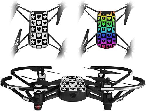 Skin Wrap 2Pack para DJI Ryze Tello Drone corazones y estrellas blanco y negro Drone No Incluidas