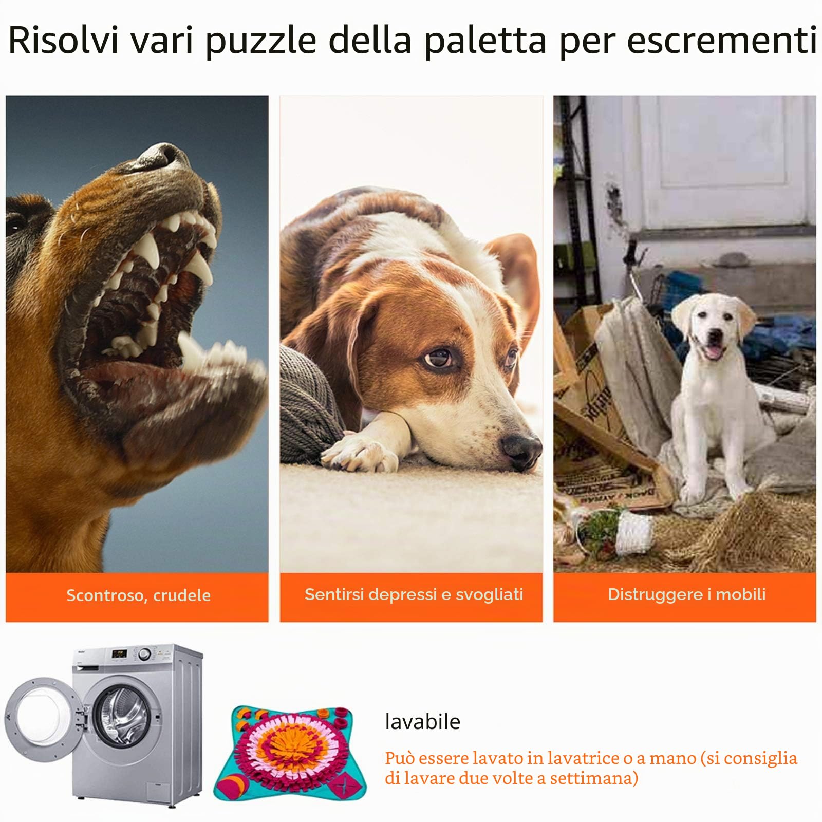 Tappeto Sniffing per Cani, Snuffle Mat per Addestramento, Giochi Interattivi e Alleviare lo Stress - Tappetino Puzzle